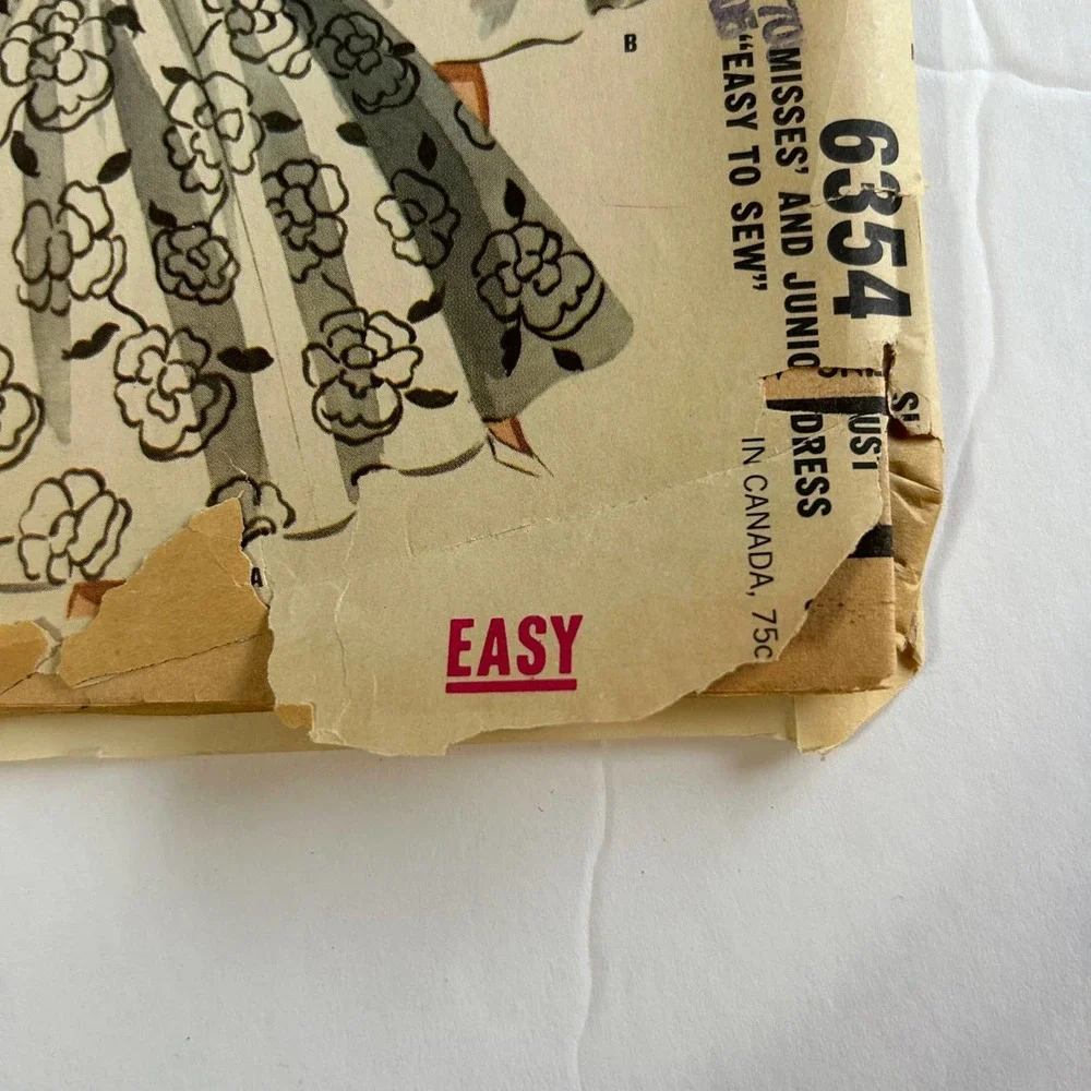 McCalls Vintage1960's Pattern #6354 Misses and‎ Juniors Dress HTF